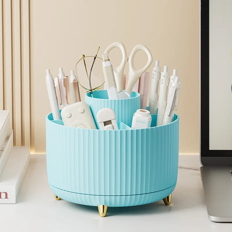 360 Rotating Makeup Desktop Cosmetic Storage Box Organizer Large Capacity for Bathroom Portable Lipstick Makeup Brush Pen Holder